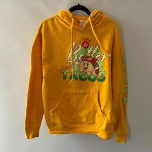 Yellow 'Life is Better with Tacos' Medium Hoodie